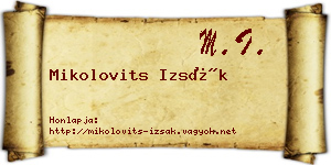 Mikolovits Izsák névjegykártya